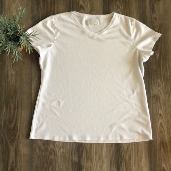 NEW BALANCE WOMENS SHORT SLEEVE WORKOUT TOP SIZE XL WHITE - Picture 1 of 4